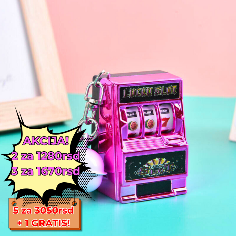 Mini Slot Mašina Privezak za Ključeve - Unikatni Dizajn