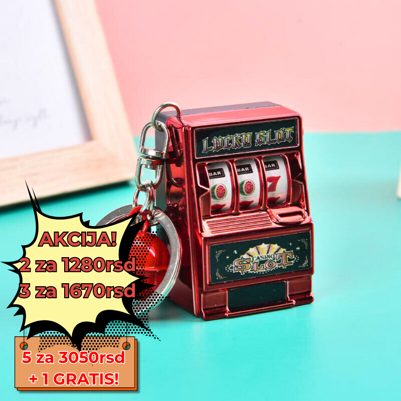 Mini Slot Mašina Privezak za Ključeve - Unikatni Dizajn