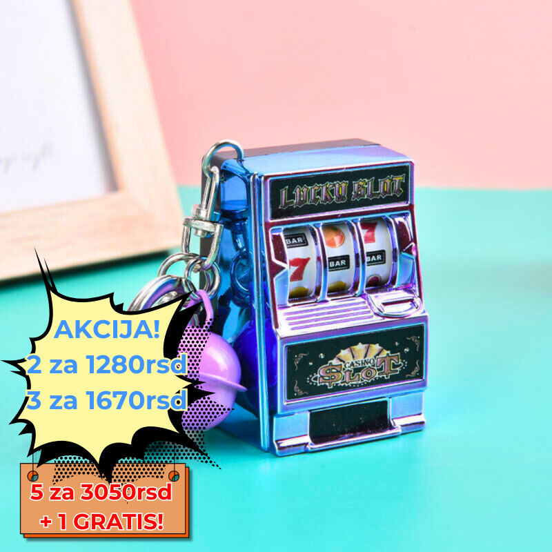 Mini Slot Mašina Privezak za Ključeve - Unikatni Dizajn