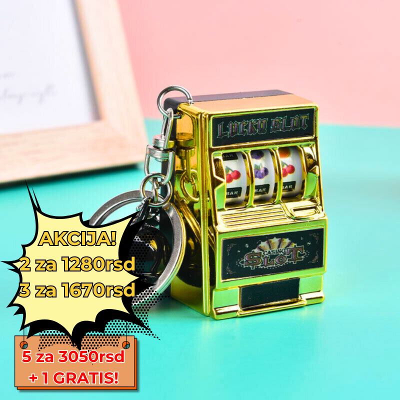 Mini Slot Mašina Privezak za Ključeve - Unikatni Dizajn